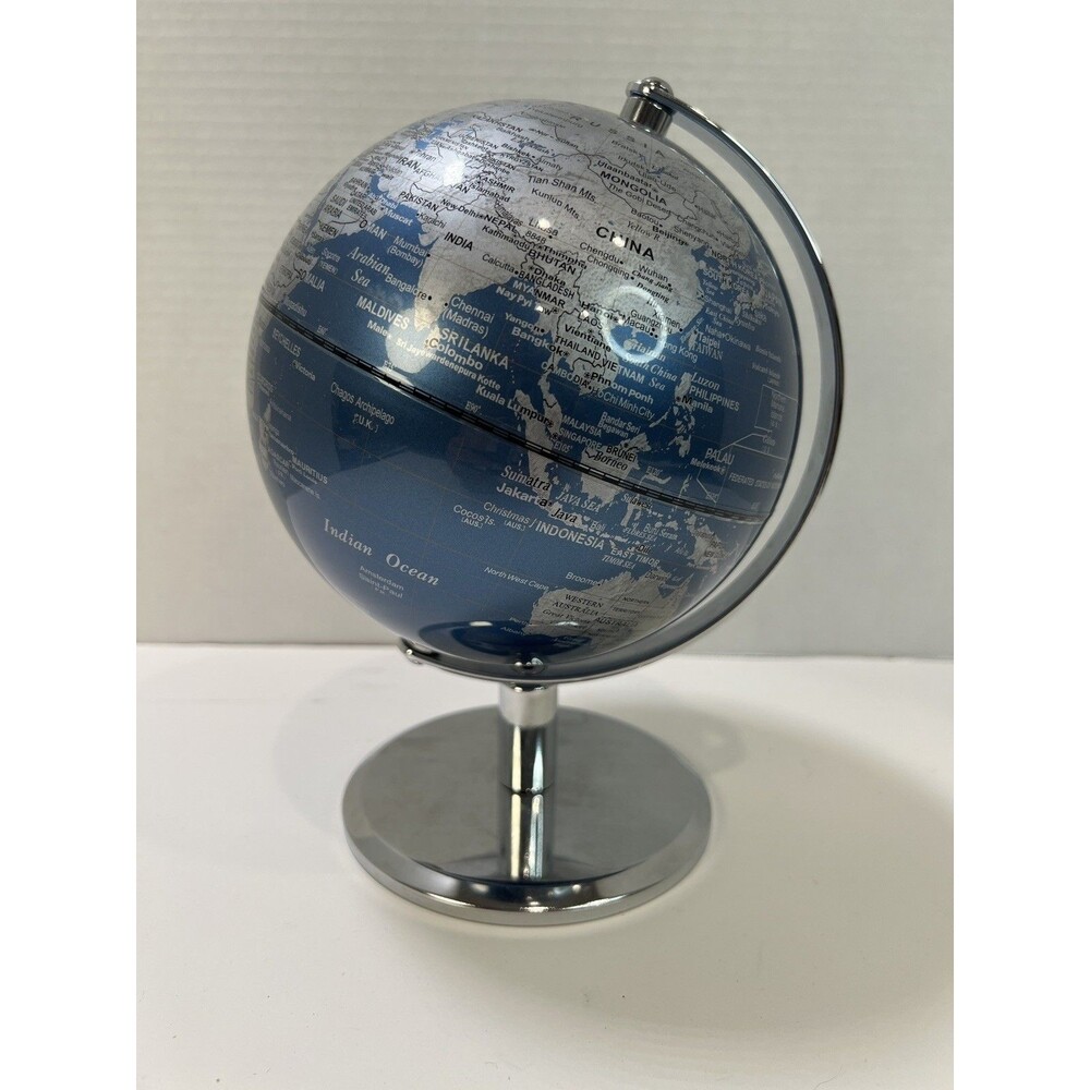 World Globe Stainless steel Stand, 8” Inclination Mount Earth Modern Desktop